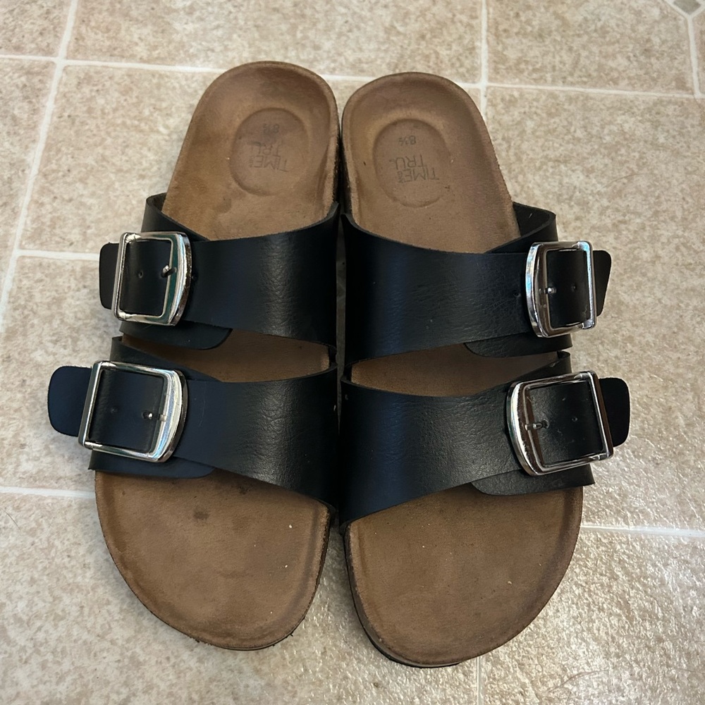 Black Double Buckle Sandals
